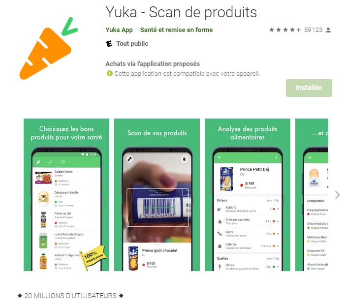 Yuka sur le Play Store